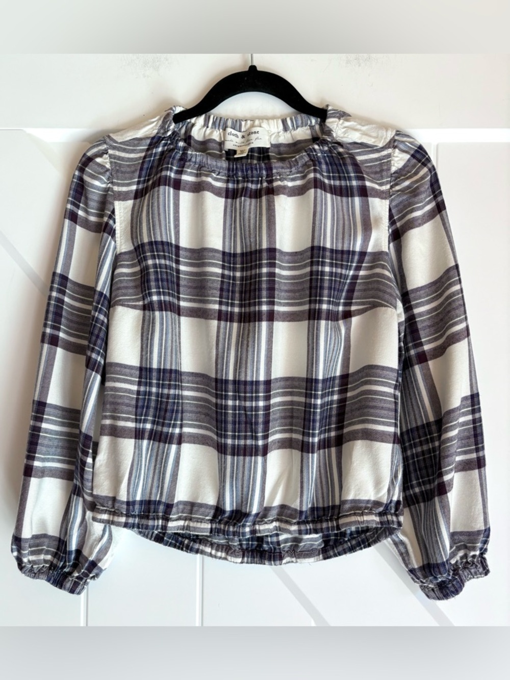 Anthropologie Cloth & Stone Glacier Plaid Blouse Anthropologie Petite PXS